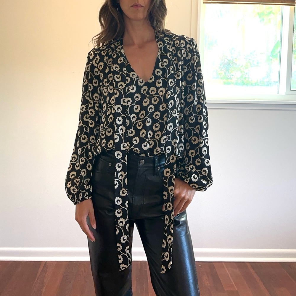 Rixo ‘Moss’ Silk Blouse